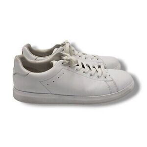 Tory Burch Women's 9.5 Howell Court Sneakers White Leather Lace Up Gold Logos